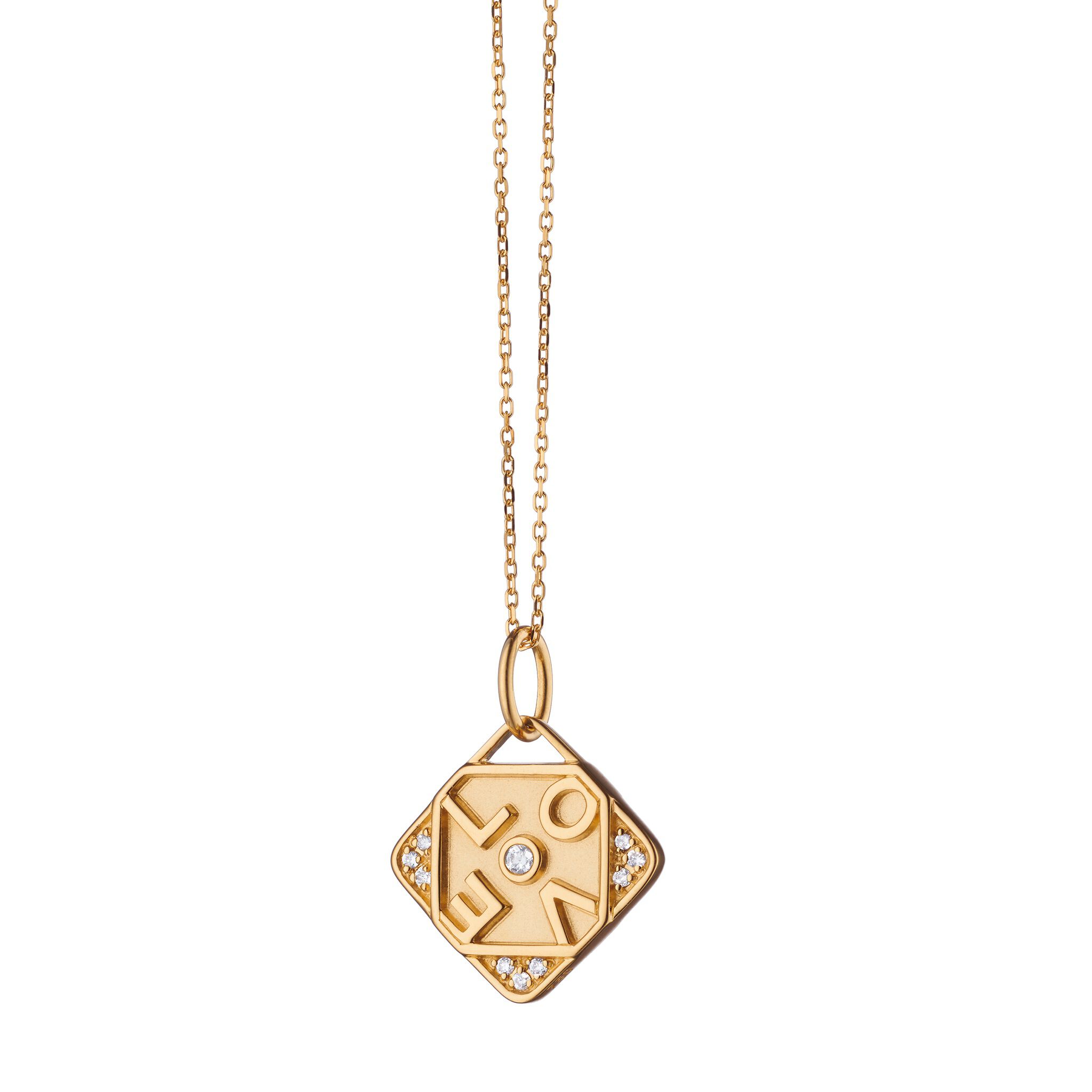 Modern Charm Necklaces Mini Love Yellow Gold Pendant Monica Rich Kosann CH 41384
